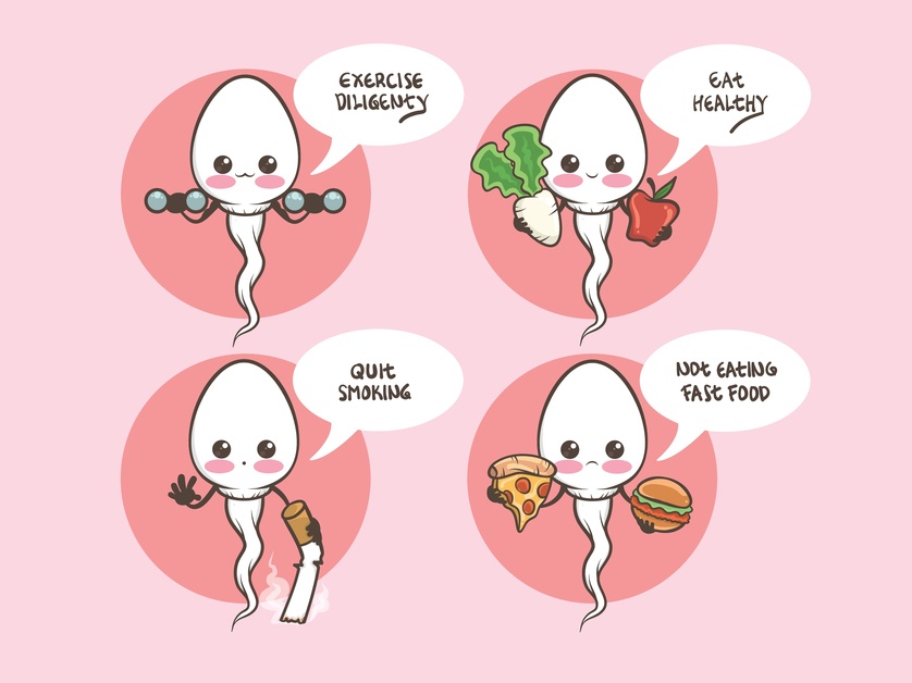 Cute,Sperm,Cells,And,Tips,To,Boost,Male,Fertility.,Cartoon